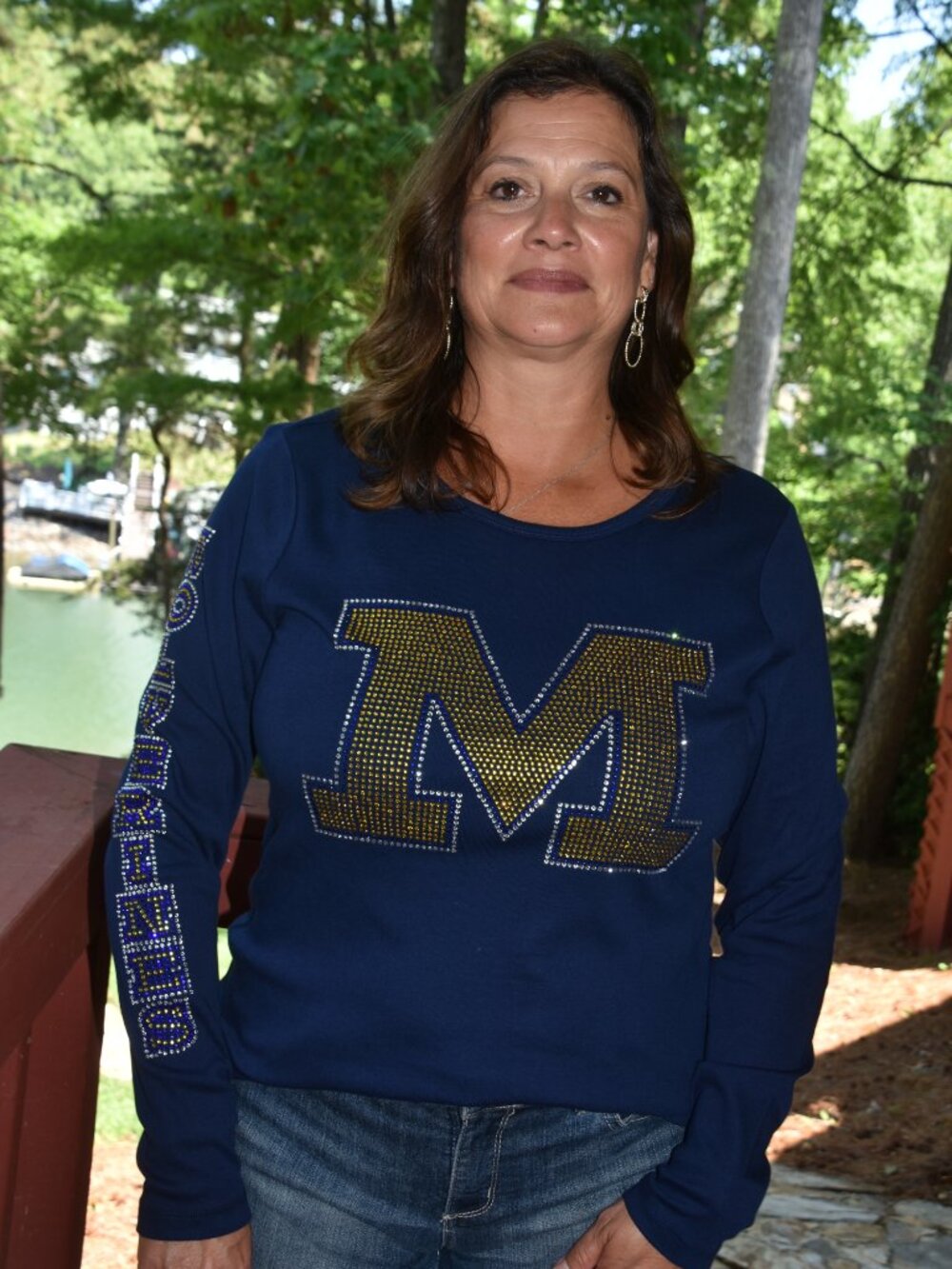 Michigan Wolverines rhinestone Long sleeve shirt SZ XS S M L XL XXL 1X 2X3X4X 5X